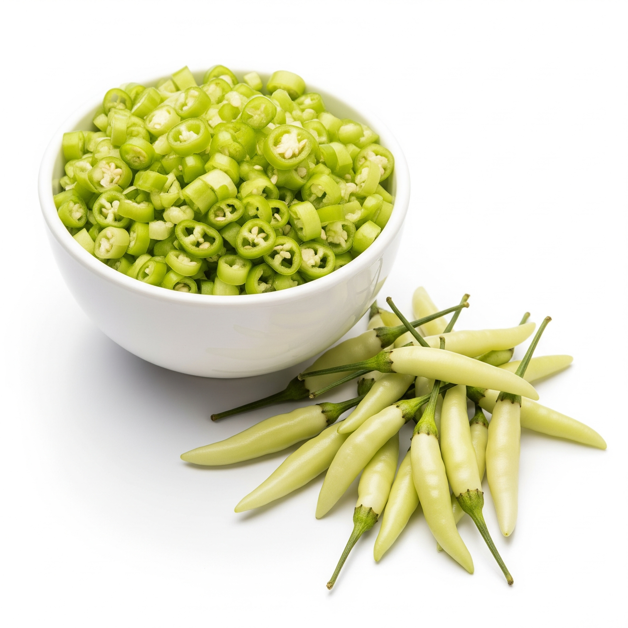 Indian white-colored green chillies - 250gms